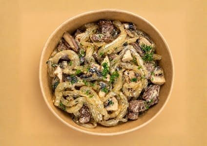 Keto Beef Stroganoff (Coconut Cream Sauce) & kelp noodle