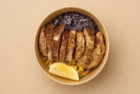 Jerk Chicken with Coconut Rice & Mango Salsa
