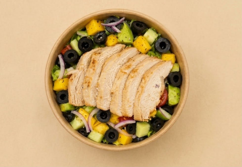 Slice Chicken, Mango & Avocado Salad Fragrant Thain dressing
