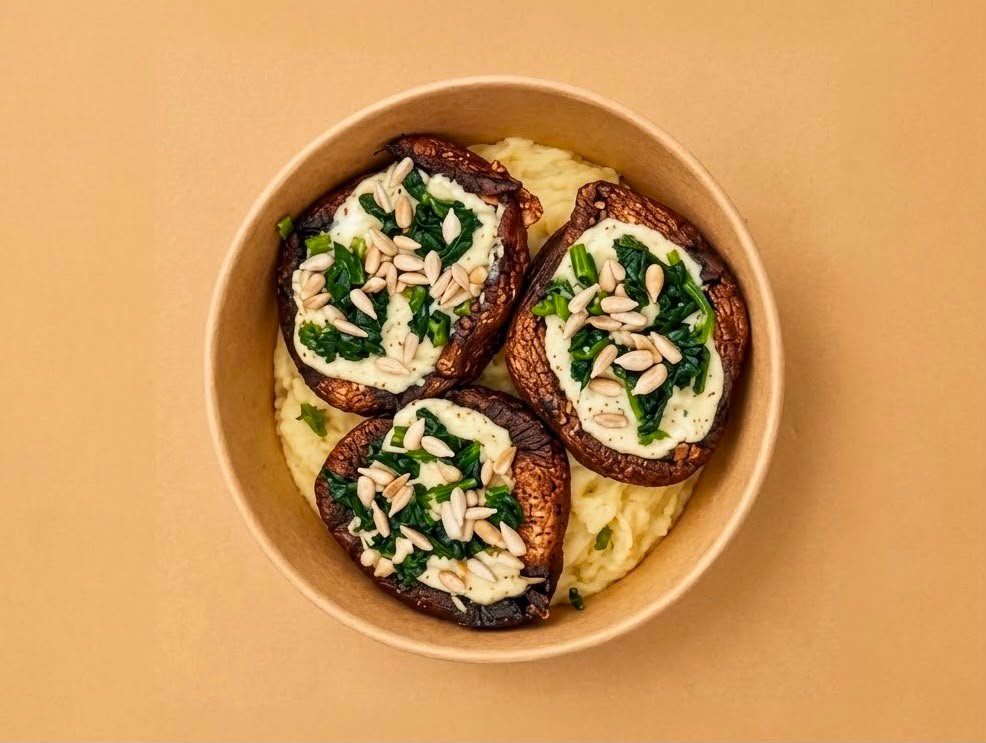Stuffed Portobello Mushrooms with Cashew Cheese
