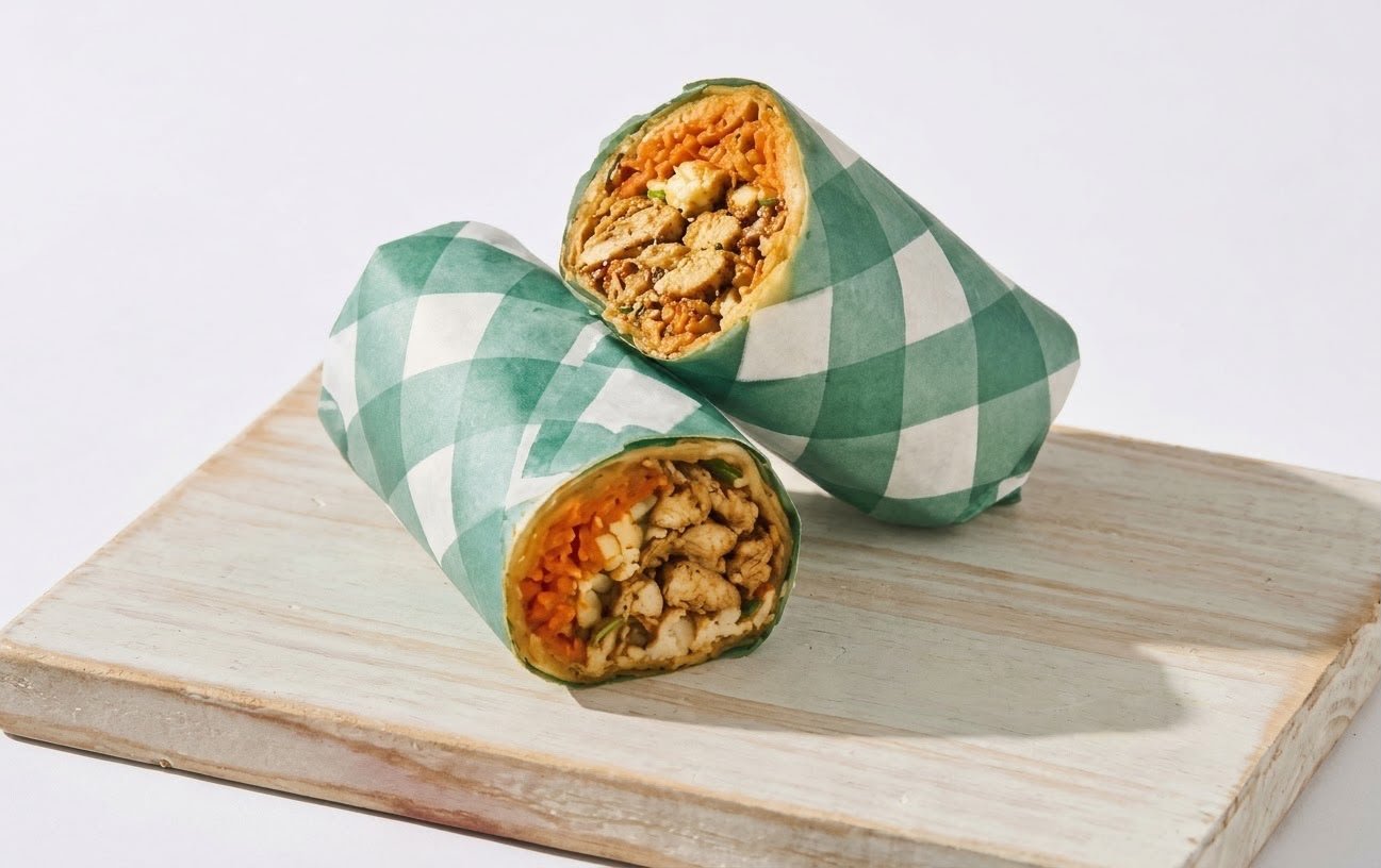 Beef Khrapow Burrito Wrap with Salted Egg Yolk Chili Mayonnaise